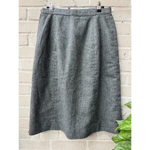 Vintage Gray Wool Blend Front 27” Button Pocket Pencil Skirt